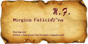 Mirgics Feliciána névjegykártya